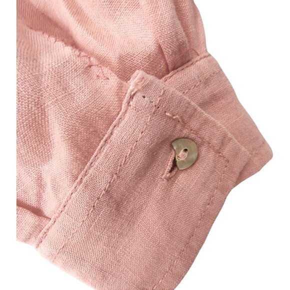 JNY Pre-loved Plus-Size 1X Pink Long-sleeve Linen Tunic. Collarless, 6 Buttons - Picture 2 of 9